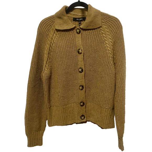 Chloe + Jasmine Brown Acorn Donegal Button Front Cardigan Sweater Size Large NWT - Picture 1 of 9